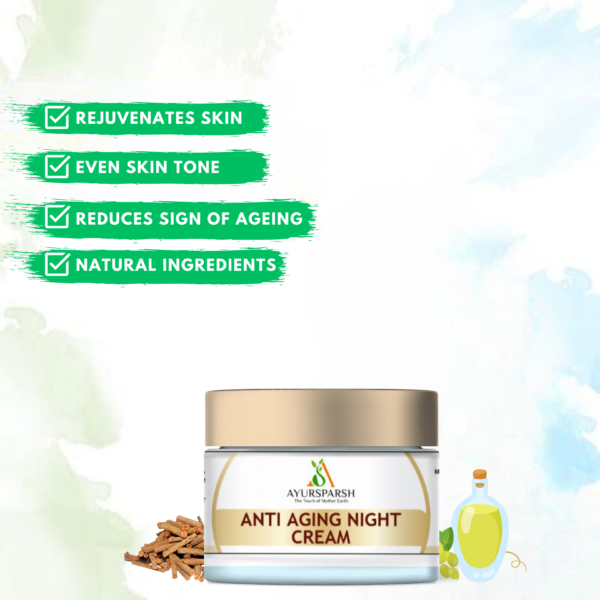 Ayur Sparsh Ayurvedic Anti-Ageing Night Cream (50gm) – Embrace Youthful Skin While You Sleep